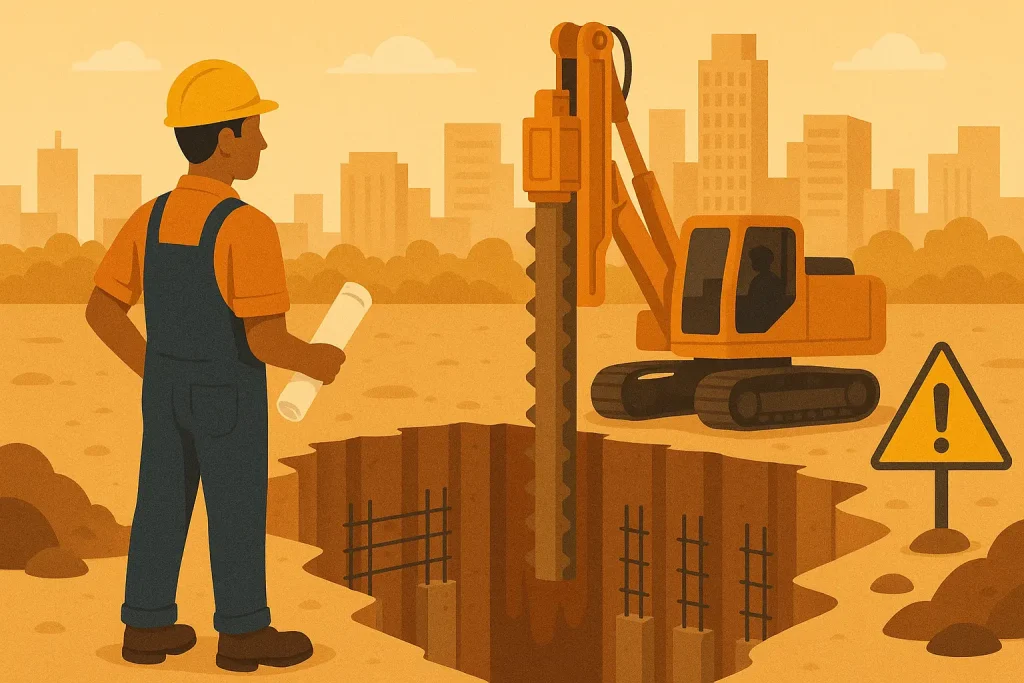 Diaphragm wall used for deep basement construction in Ahmedabad