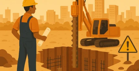 Diaphragm wall used for deep basement construction in Ahmedabad