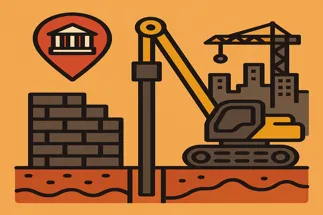 Piling contractor operating pile driving equipment at a construction site for strong foundations